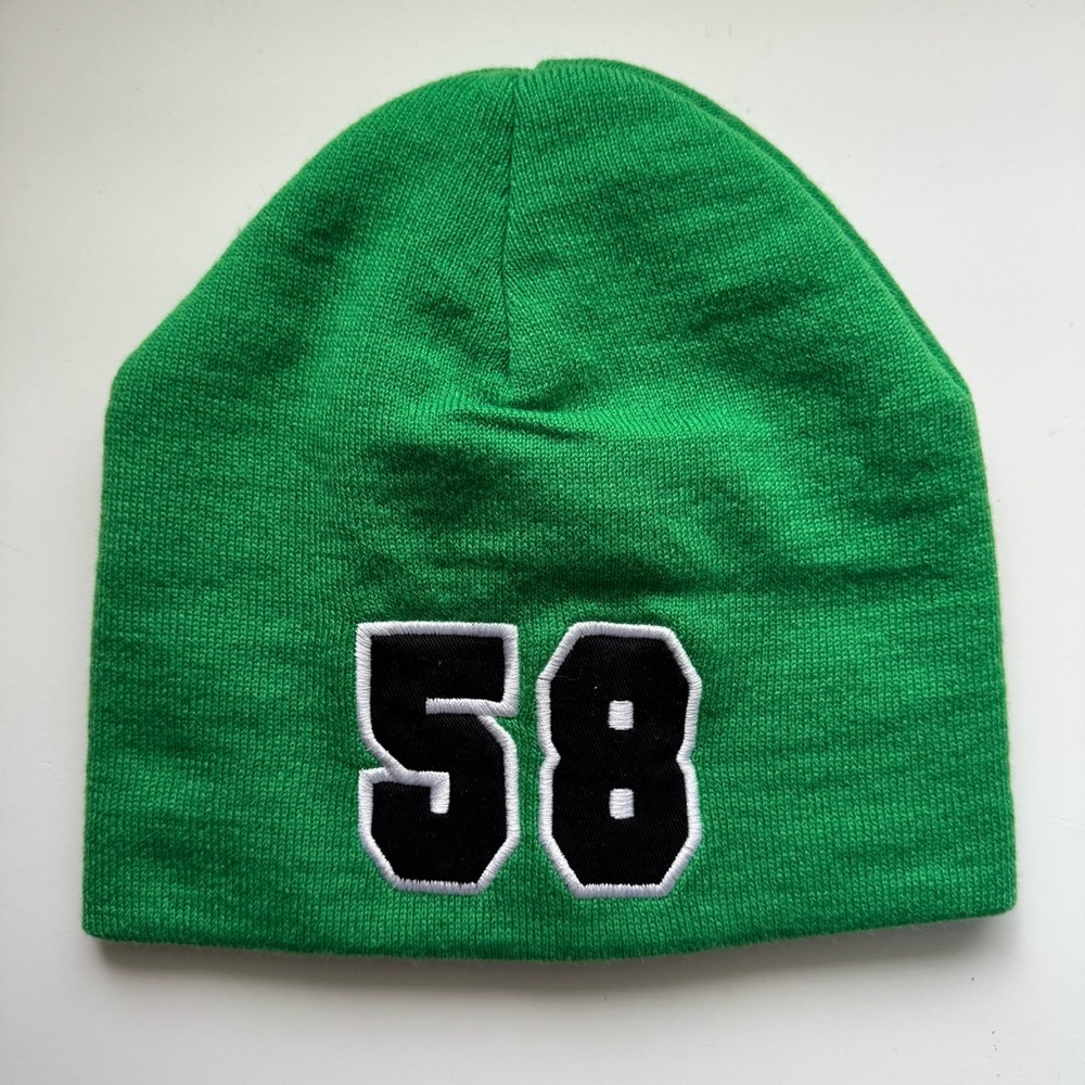 H&M Vibrant Green Knit Beanie With 58 Patch